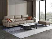CBD 国际知名品牌 现代简约进口头层黄牛皮 俄罗斯云杉木实木框架 高密度高回弹海绵靠包 组合沙发（此产品有短途物流费）（四人位+脚踏 脚踏可左右移动）（不含抱枕）