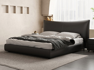  意式极简 Chanel香奈儿真皮床 至臻头层黄牛皮  时尚界“名媛床” 一体式微笑型宽屏设计+45D高回弹海绵 工程学承托  深度舒适 进口俄罗斯落叶松实木框架 1.8*2.0米床（搭配10公分松木排骨架）