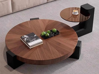 歌迪 极简风格 色泽温润拼花胡桃木纹理 高低落差创意设计 圆形茶几组合