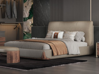 NOTUZZI 诺图兹 意式极简 至臻头层摔纹牛皮 纹理自然北美进口胡桃木 舒适高密度高回弹海绵 俄罗斯落叶松实木框架 真皮床 1.8*2.0米床（搭配松木排骨架）