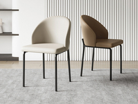 歌迪 极简风格 优质皮艺 圆弧弯背流畅曲线 高密度海绵 碳素钢架 浅卡其 餐椅（单把价格 需双数购买 单数不发货）