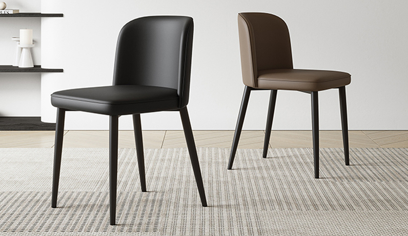 歌迪 极简风格 优质皮艺 高密度海绵 咖啡色 碳素钢架 餐椅（单把价格 需双数购买 单数不发货）