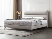 左右沙发 极简风格 细腻进口头层牛皮亲肤透气 舒适高回弹海绵软包床  1.8*2.0米真皮床（此产品有短途物流费）