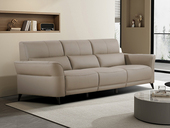 左右沙发 极简风格 莲瓣真皮沙发 细腻进口头层牛皮 多点支撑倚靠舒适 人体工学略微倾斜扶手设计 优质高密度海绵 四人位直排沙发 （此产品有短途物流费）