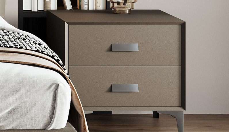歌迪 现代简约 扪皮+实木抽屉+五金脚 床头柜