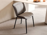 歌迪 极简风格 优质皮艺 座面手工打褶工艺 半包结构椅背 高密度海绵 坚实稳固碳素钢脚 浅灰色 餐椅（单把价格 需双数购买 单数不发货）