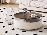 歌迪 现代简约 焦糖布丁茶几 优质钢琴烤漆双层台面设计 大容量储物空间 水滴脚小圆几 清晰透亮亚克力 茶几组合