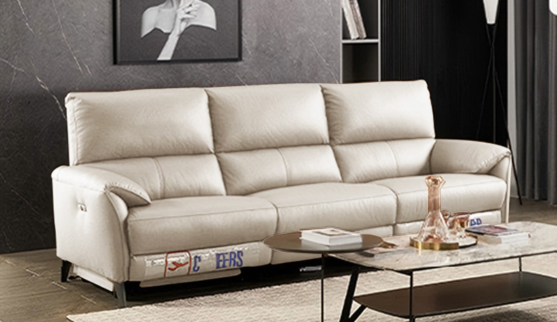 芝华仕 现代简约 米兰真皮电动功能沙发 双电动功能位 巴西进口头层牛皮  110°-160°智能电动调控功能位  爱马橙 直排沙发 三人位 （不含抱枕）（此产品有短途物流费）