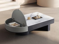 欧瑞仕 意式极简 大嘴茶几 创意大嘴造型上翻设计分区储物 纹理素雅易清洁微晶石台面 圆润防撞设计边角 茶几