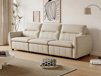 天禧派 顾家家居旗下轻时尚品牌 极简风格 进口头层牛皮 多区承托舒压贴合人体曲线 宽大双层高密度海绵座包 进口俄罗斯落叶松实木框架 直排沙发 四人位沙发