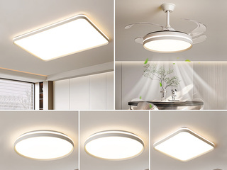 【包邮】 现代简约风格 铁艺+亚克力 客厅卧室系列 全屋套餐D2422-三室两厅-三色无极天猫 哑白 吸顶灯（内蒙古，新疆，西藏，青海，甘肃、宁夏等地区不包邮 运费请咨询客服