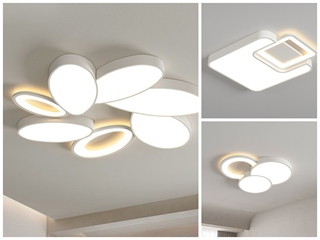 【包邮】 现代简约风格 铁艺+亚克力 客厅卧室系列 全屋套餐D2336-两室一厅-三色无极天猫 哑白 吸顶灯（内蒙古，新疆，西藏，青海，甘肃、宁夏等地区不包邮 运费请咨询客服