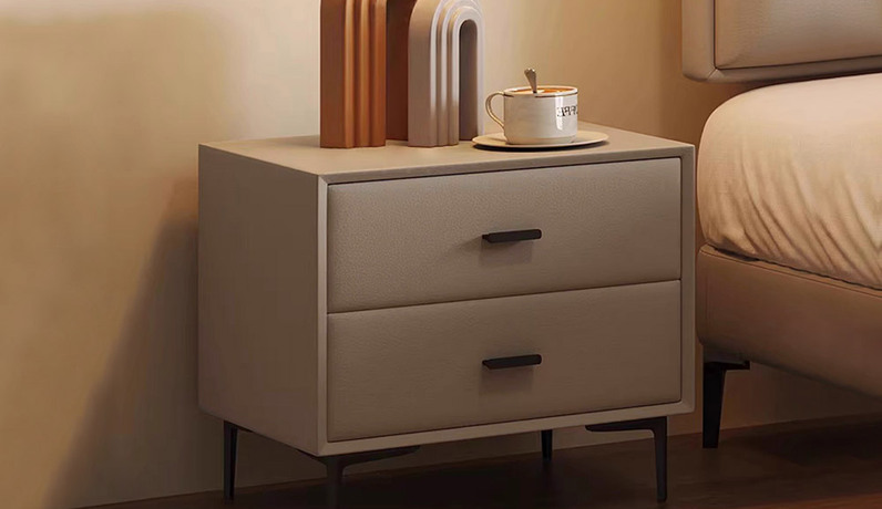 歌迪 极简风格 扪皮+全实木柜体 床头柜