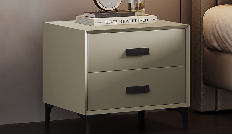 歌迪 极简风格 全实木柜体+松木抽屉 扪皮 床头柜