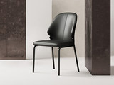 歌迪 极简风格 柔软亲肤皮艺 人体工学弧度靠背设计 精细碳素钢脚 经典黑 餐椅（单把价格 需双数购买 单数不发货）