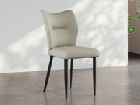 歌迪 极简风格 舒适柔软猫抓皮 柔软海绵填充 工学舒适靠背 高强稳固碳素钢脚 米灰色 餐椅（单把价格 需双数购买 单数不发货）