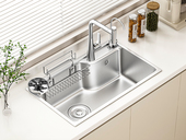 【包邮 送货到家】帝王洁具 3D小米粒压纹强力疏流 双模式出水自由清洗 科学下水微坡引流设计 双导轨阶梯随意移动 60cm 旗舰版水槽