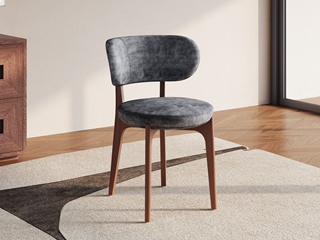  极简风格 优质布艺座包 柔软透气绒布 高密度海绵 深色 餐椅（单把价格 需双数购买 单数不发货）