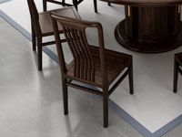 檀雅居 新中式 进口乌金木 镂空竖线透气曲线靠背 乌金色 餐椅（单把价格 需双数购买 单数不发货）