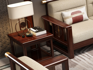  新中式  自然清晰实木纹理 角几