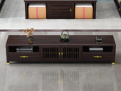 乌木雅集 新中式 高品级金丝檀木+进口乌金木 多元化开放格储物+抽屉 格栅装饰柜门 乌金色 1.8米 电视柜