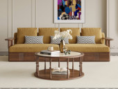 梵木悦语 中古风 进口红斑马 亲肤透气舒适雪尼尔绒布 大容量储物抽屉增加收纳体验 高密度高回弹海绵 抽屉款 四人位直排沙发（腰枕样式随机）