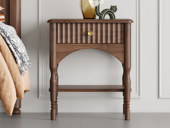 梵木悦语 中古风 进口红斑马 质感柔润纹理自然 开放式置物台+抽屉 多样化储物 床头柜