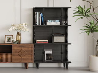  中古风 珍珠实木书柜 进口红斑马 质感柔润纹理自然 稳固承重不摇晃 书架