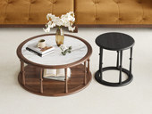 梵木悦语 中古风 进口红斑马 质感柔润纹理自然 细腻顺滑岩板 设计感开放式留白展示层 1.0米 茶几组合