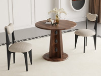 梵木悦语 中古风 进口红斑马 棋盘格十字交叉腿稳固承重 安心圆弧边缘防磕碰 1.2米 餐桌（效果图为0.9米 实物1.2米）