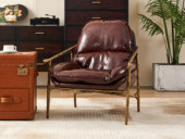 汉森庄园 英伦风 设计款雪茄椅 实心金属锻打锤纹肌理 结实稳固 细腻柔韧油蜡仿真皮 饱满舒适高密度海绵 休闲椅