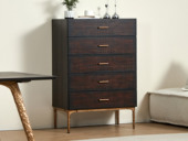 汉森庄园 英伦风 进口实木微雕工艺 设计感深浅光影变化 大容量储物抽屉 点缀装饰铜件 0.8米 五斗柜