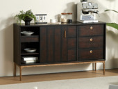 汉森庄园 英伦风 进口实木微雕工艺 设计感深浅光影变化 大容量多元化储物空间 阿尔贝托雕塑金属高脚 1.5米 餐边柜