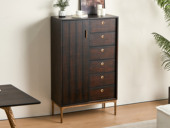 汉森庄园 英伦风 进口实木微雕工艺 设计感深浅光影变化 大容量多元化储物空间 阿尔贝托雕塑金属高脚 高柜 餐边柜