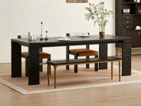 汉森庄园 英伦风 进口实木微雕工艺 设计感深浅光影变化 实木大板直拼装饰铜件 宽厚桌腿稳固承重 2.2米 餐桌