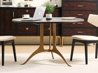 汉森庄园 英伦风 进口实木微雕工艺 设计感深浅光影变化 实木大板直拼装饰铜件 三角力学金属脚加倍稳固 1.2米 餐桌