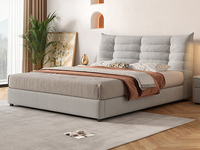 罗曼仕 现代简约 奶油系慵懒风-毛毛虫软床 猫抓布+高密度海绵+实木框架 灰白色 1.8*2.0米床（搭配10公分松木排骨架）