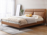 罗曼仕 现代简约 奶油风 仿真皮+高密度海绵+实木框架 槟榔棕 1.5*2.0米床（搭配10公分松木排骨架 图片为布艺，此配置为仿真皮）