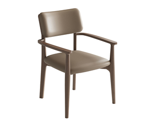  新中式 客椅 深胡桃色白蜡木实木框架 优质西皮靠背座包 茶椅