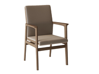 一方茶居 新中式 主人椅 深胡桃色白蜡木实木框架 优质西皮靠背座包 茶椅