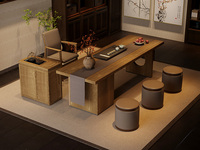 一方茶居 新中式 加厚大板台面 超大容量储物柜 镂空设计桌脚 2.4米茶台（不含茶盘）（超大件商品，请确认能否进入电梯或楼道）