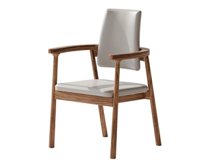  现代轻奢 主椅 进口乌金木框架 优质皮艺座包 浅灰色 茶椅