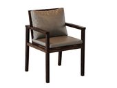 一方茶居 宋式 主椅 进口胡桃木框架 优质皮艺座包  深胡桃色 中古风茶椅