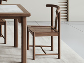 忆宋风华 宋式美学 弯曲实木靠背 符合人体工学 结实稳固实木腿 胡桃色 餐椅（单把价格 需双数购买 单数不发货）