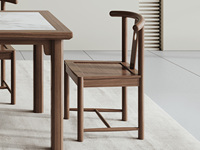 忆宋风华 宋式美学 弯曲实木靠背 符合人体工学 结实稳固实木腿 胡桃色 餐椅（单把价格 需双数购买 单数不发货）