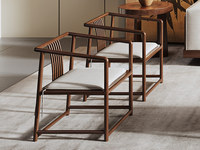 忆宋风华 宋式美学 官帽椅 高品级北美进口白蜡木 镂空靠背舒适透气 结实稳固口字腿 胡桃色 休闲椅（1把）