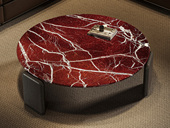 Milantti 米兰蒂 极简风格 细腻柔滑纳秋红天然奢石 高品级白蜡木脚 纹理自然稳固结实 0.9米 茶几（天然石材，纹理随机）