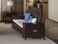 檀影轩 新中式 进口乌金木 纹理自然温润 舒适柔软棉麻布 精致鱼鳞纹设计 层次立体金属浮雕纹理 黑檀色 双人位沙发（抱枕花色随机）