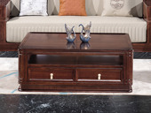 檀影轩 新中式 进口乌金木 纹理自然温润 宽阔大板桌面 开放式置物台+双抽 多元大容量储物 黑檀色 1.2米 茶几