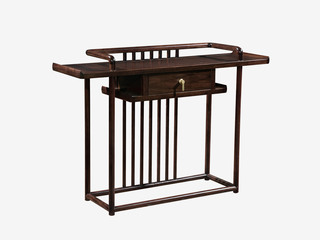  新中式 进口乌金木 纹理自然温润 格栅式设计 带抽屉便捷储物 装饰围边防掉落 黑檀色 1.25米 玄关